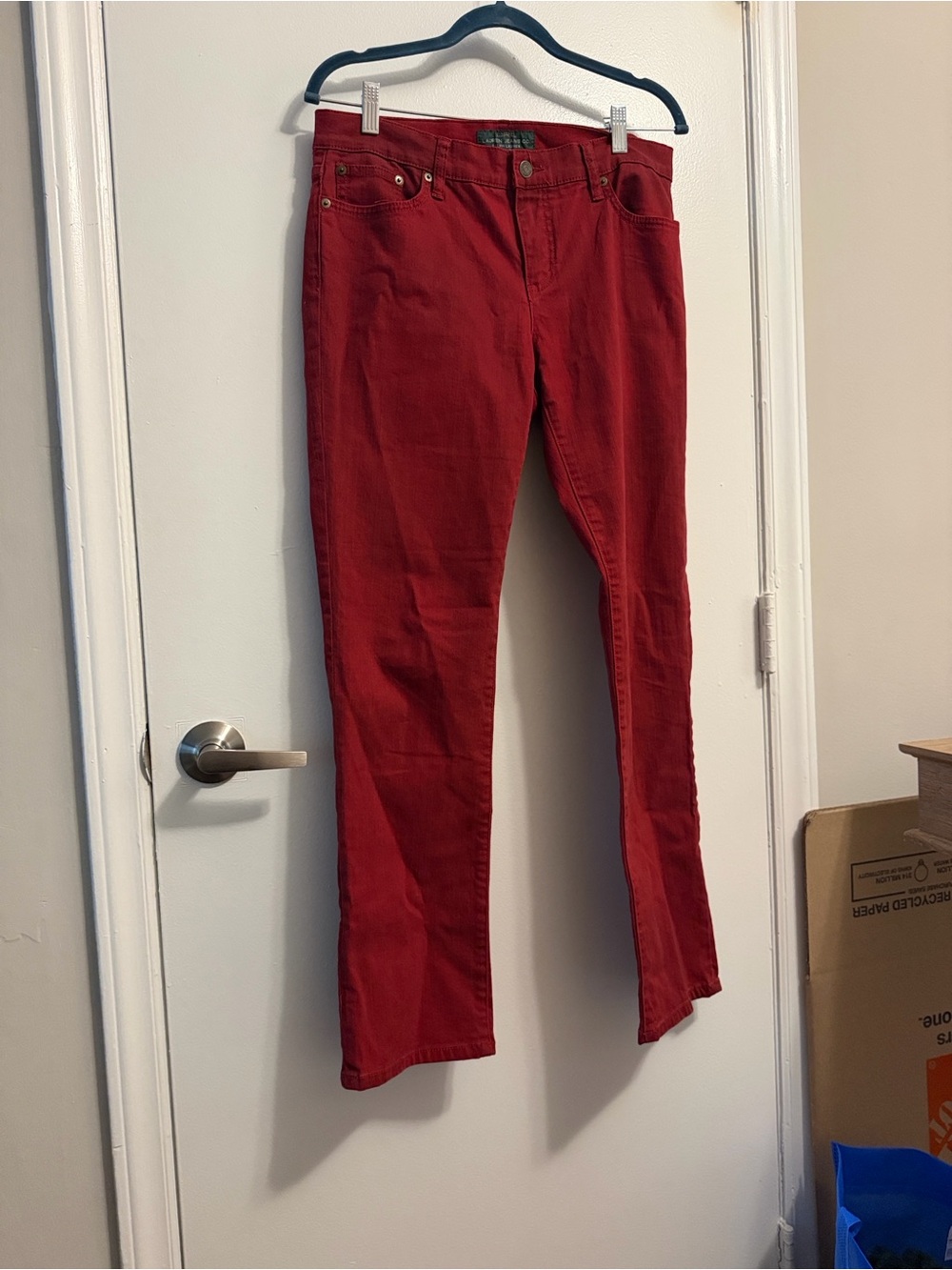 Lauren Ralph Lauren Straight Leg Jeans in Red